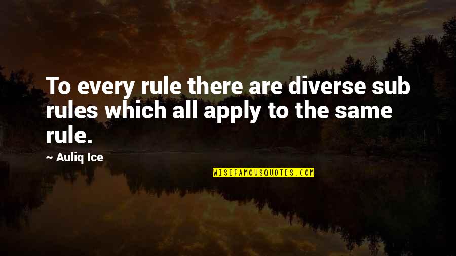 There All The Same Quotes By Auliq Ice: To every rule there are diverse sub rules