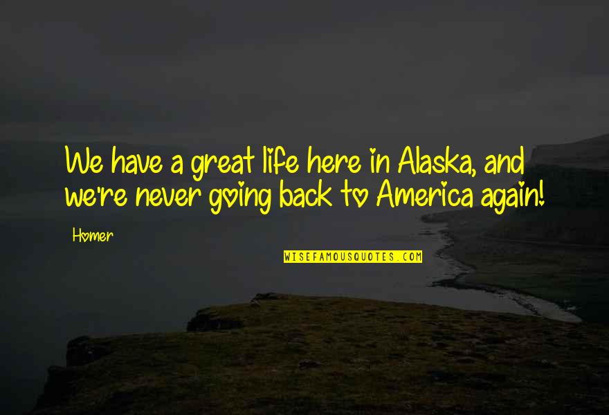 There And Back Again Quotes By Homer: We have a great life here in Alaska,