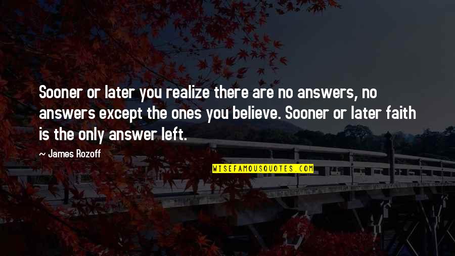 There Are No Answers Quotes By James Rozoff: Sooner or later you realize there are no