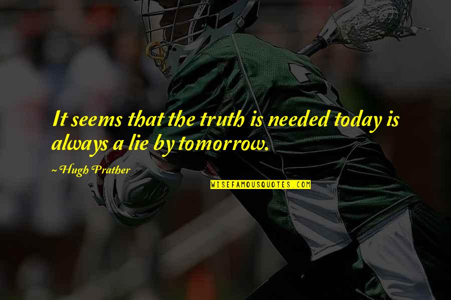 There Is Always Tomorrow Quotes By Hugh Prather: It seems that the truth is needed today
