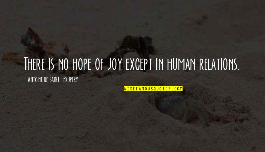 There Is Hope In Quotes By Antoine De Saint-Exupery: There is no hope of joy except in