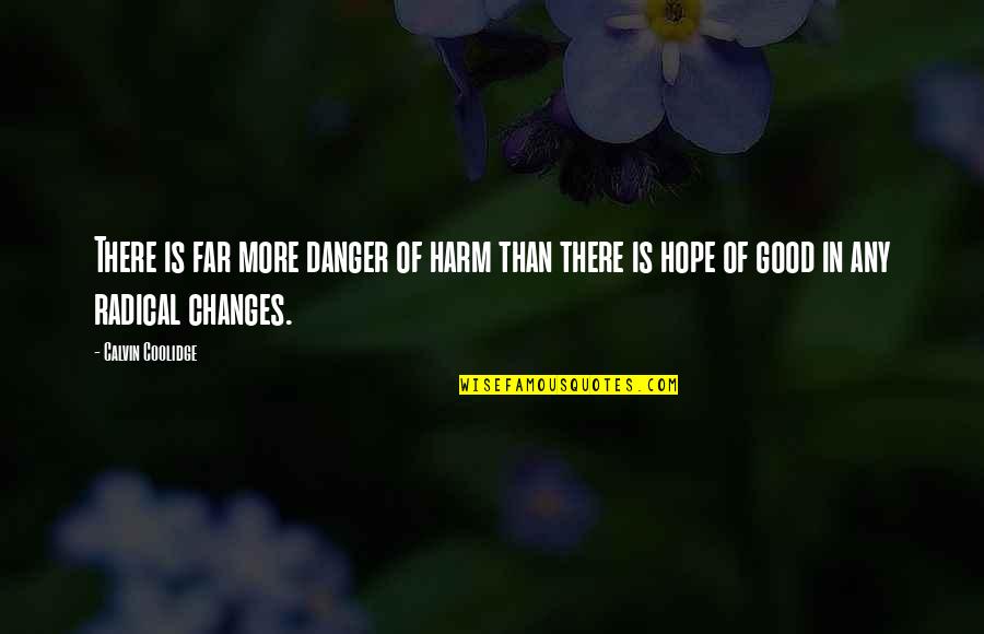 There Is Hope In Quotes By Calvin Coolidge: There is far more danger of harm than