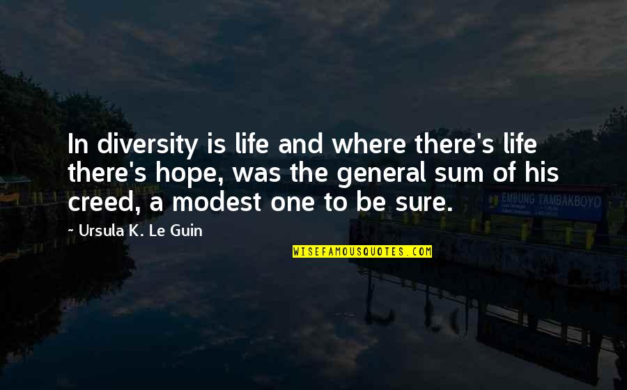 There Is Hope In Quotes By Ursula K. Le Guin: In diversity is life and where there's life