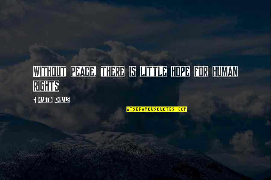 There Is Hope Quotes By Martin Ennals: Without peace, there is little hope for human