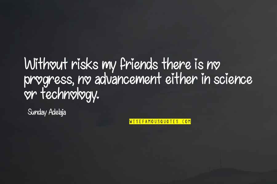 There Is No Friends Quotes By Sunday Adelaja: Without risks my friends there is no progress,