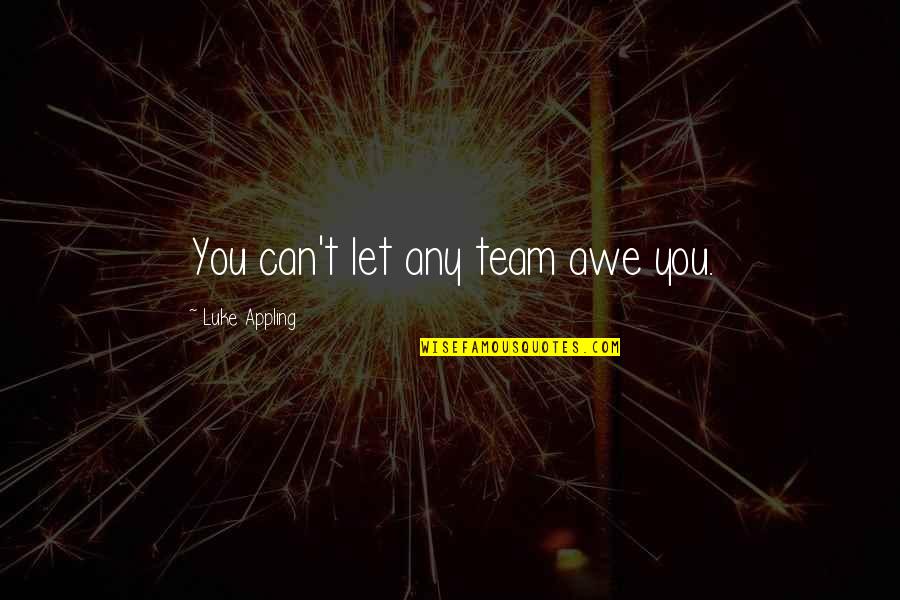 There Is No I In Team Quotes By Luke Appling: You can't let any team awe you.