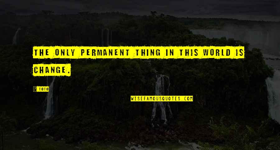 There Is No Permanent In This World Quotes By Toto: The only permanent thing in this world is