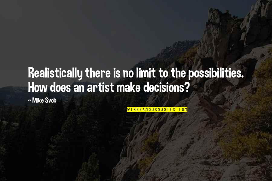 There No Limit Quotes By Mike Svob: Realistically there is no limit to the possibilities.