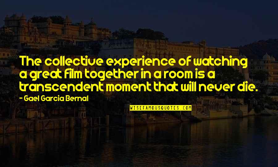 There Will Always Be Someone Prettier Quotes By Gael Garcia Bernal: The collective experience of watching a great film