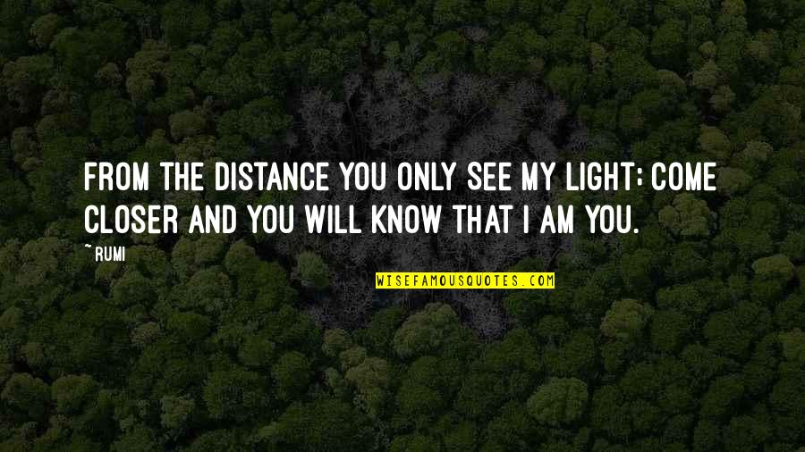 There Will Be Light Quotes By Rumi: From the Distance You only See My Light;