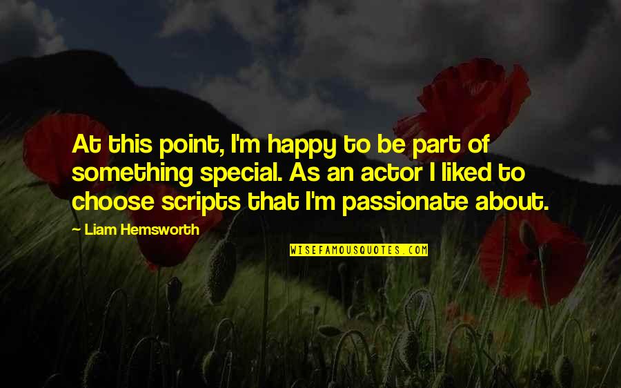 There's Something Special About You Quotes By Liam Hemsworth: At this point, I'm happy to be part