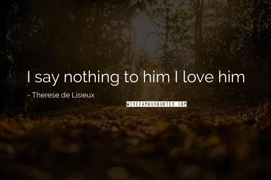 Therese De Lisieux quotes: I say nothing to him I love him