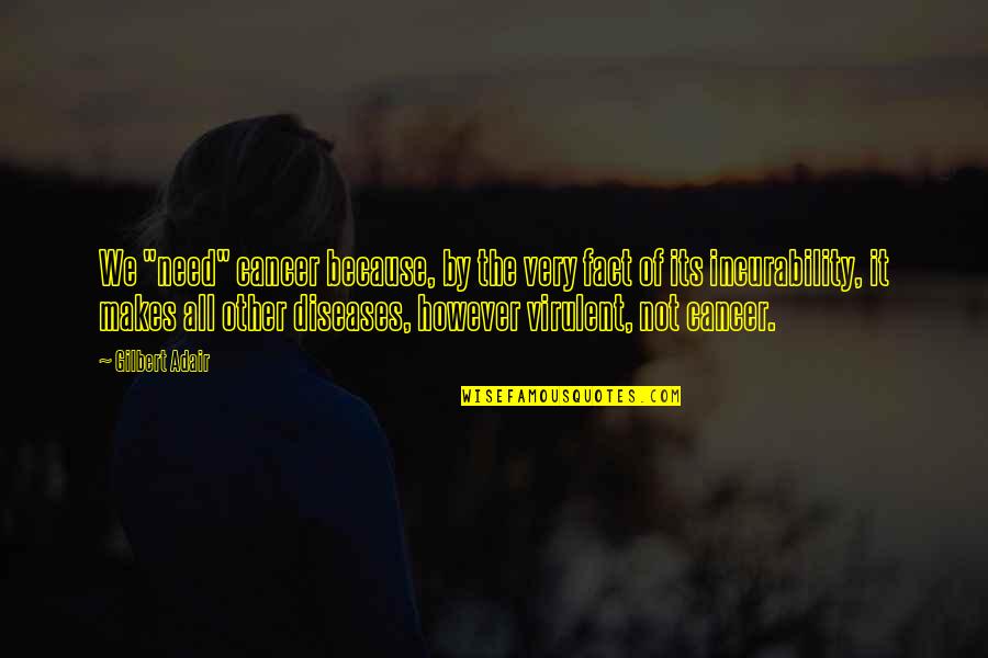 Thereshould Quotes By Gilbert Adair: We "need" cancer because, by the very fact Thereshould Quotes By Gilbert Adair: We "need" cancer because, by the very fact