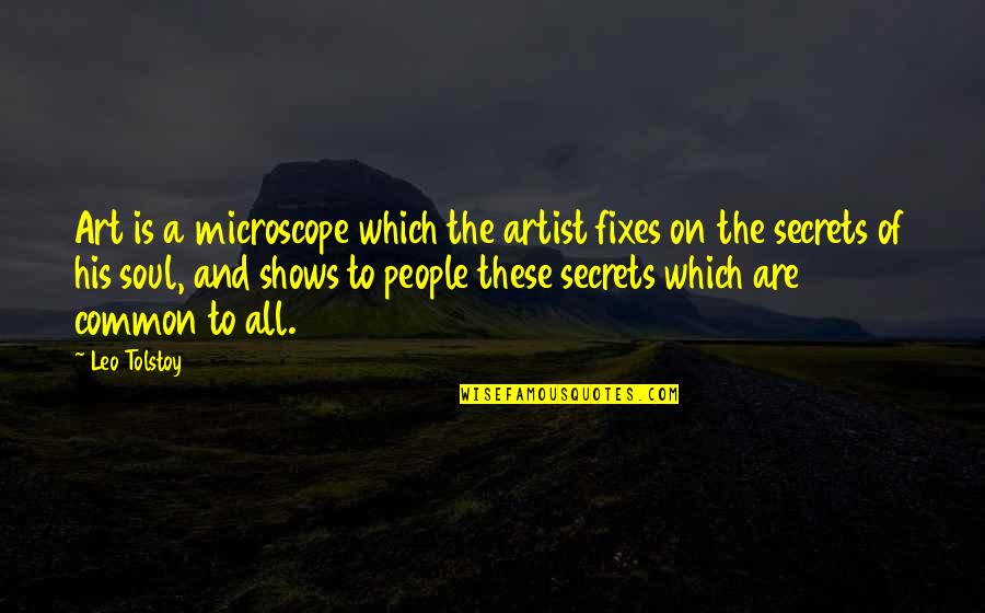 Thereunder Quotes By Leo Tolstoy: Art is a microscope which the artist fixes