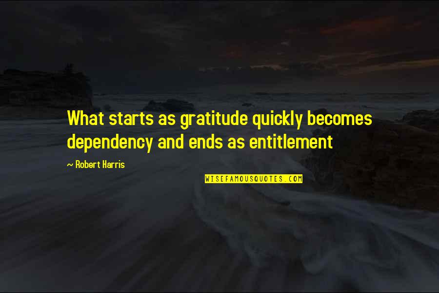 Thermogenics Quotes By Robert Harris: What starts as gratitude quickly becomes dependency and