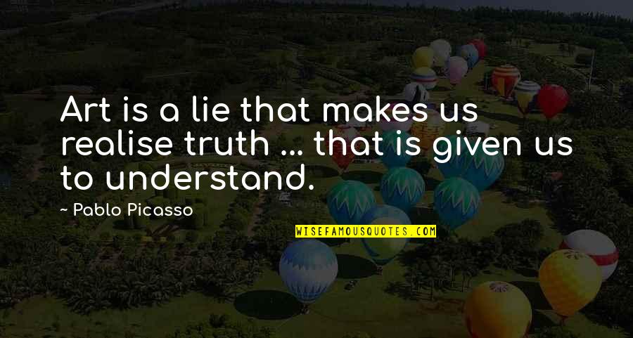 Theron Name Quotes By Pablo Picasso: Art is a lie that makes us realise