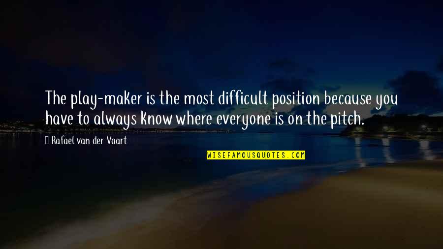 Therons Redlands Quotes By Rafael Van Der Vaart: The play-maker is the most difficult position because