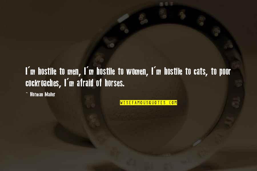 These People Need A Hug Quotes By Norman Mailer: I'm hostile to men, I'm hostile to women, These People Need A Hug Quotes By Norman Mailer: I'm hostile to men, I'm hostile to women,