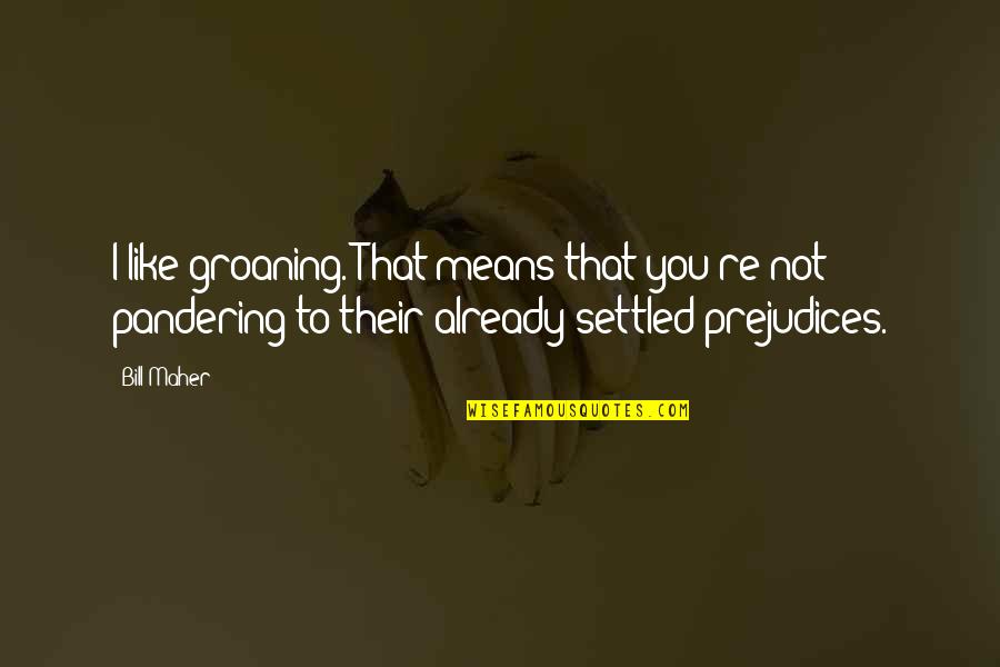 Thess Quotes By Bill Maher: I like groaning. That means that you're not Thess Quotes By Bill Maher: I like groaning. That means that you're not