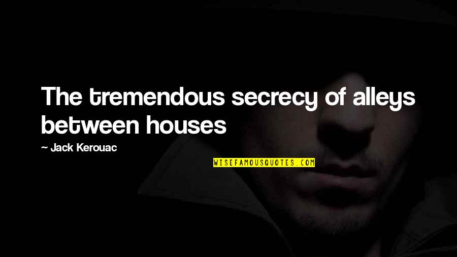 Thewlis Friel Quotes By Jack Kerouac: The tremendous secrecy of alleys between houses Thewlis Friel Quotes By Jack Kerouac: The tremendous secrecy of alleys between houses