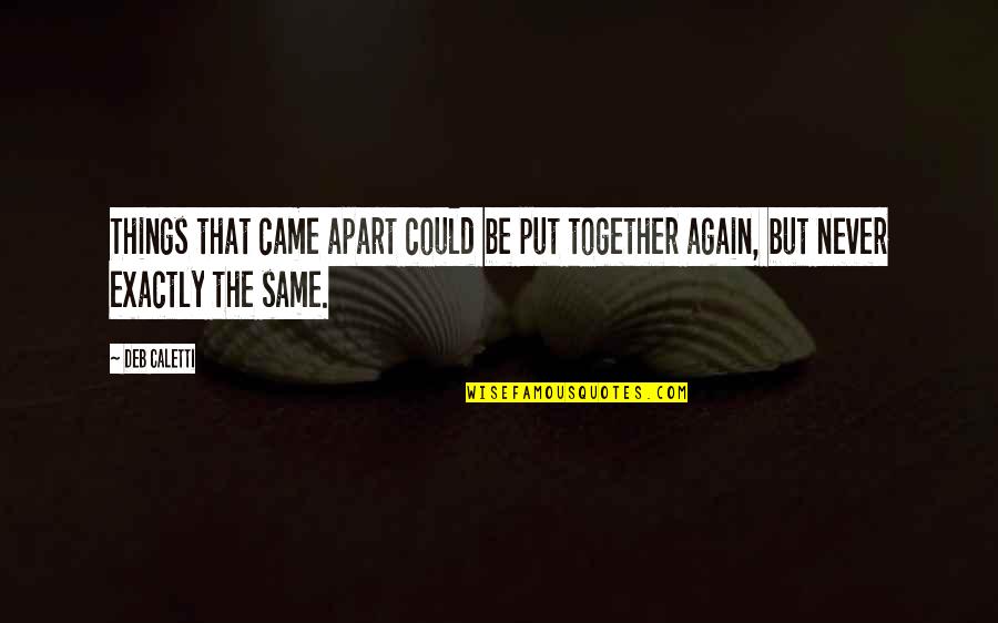They Came Together Quotes By Deb Caletti: Things that came apart could be put together