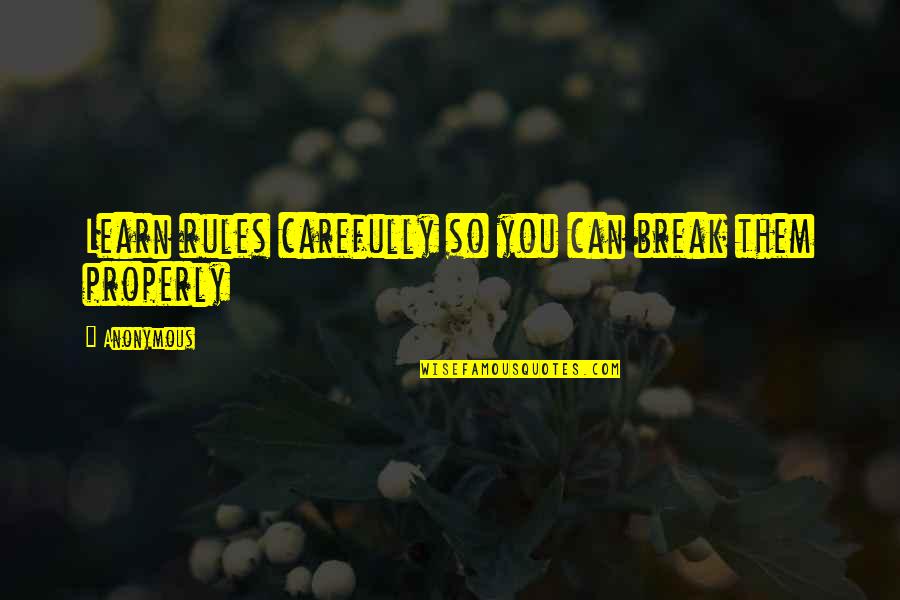 They Can't Break You Quotes By Anonymous: Learn rules carefully so you can break them