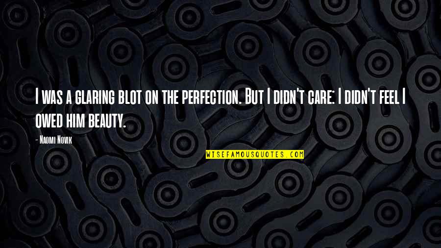 They Didn't Care Quotes By Naomi Novik: I was a glaring blot on the perfection.