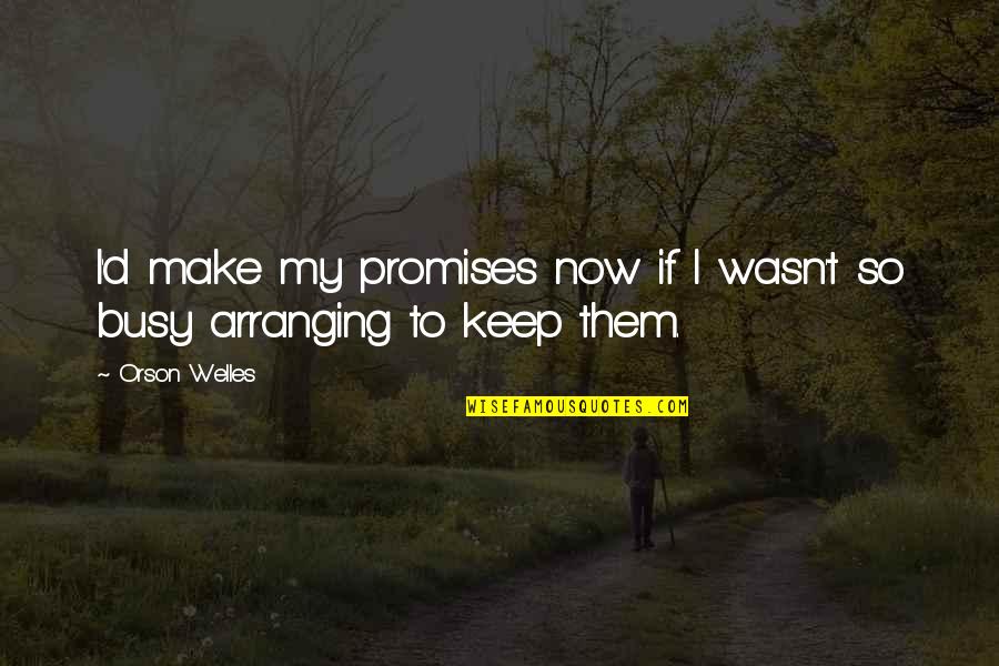 They Dont Have Time Quotes By Orson Welles: I'd make my promises now if I wasn't