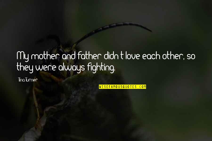 They Love Each Other Quotes By Tina Turner: My mother and father didn't love each other,