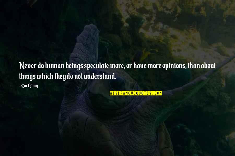 They Never Understand Quotes By Carl Jung: Never do human beings speculate more, or have