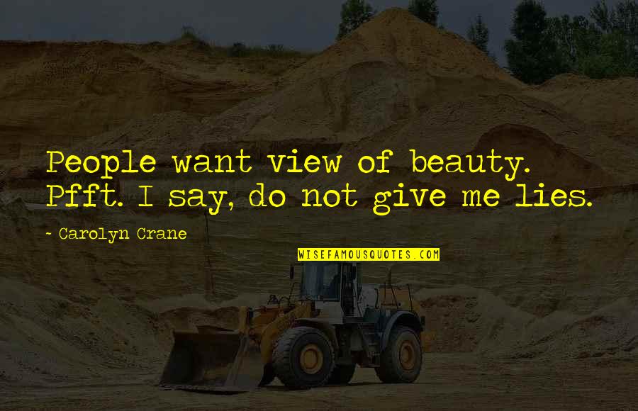 They Say Beauty Quotes By Carolyn Crane: People want view of beauty. Pfft. I say,