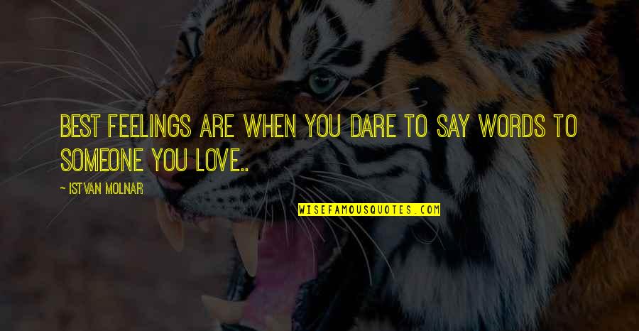 They Say If You Love Someone Quotes By Istvan Molnar: Best feelings are when you dare to say