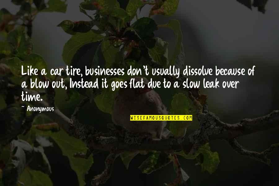 They Say Love Blind Quotes By Anonymous: Like a car tire, businesses don't usually dissolve