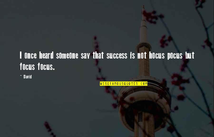 They Say Success Quotes By David: I once heard someone say that success is