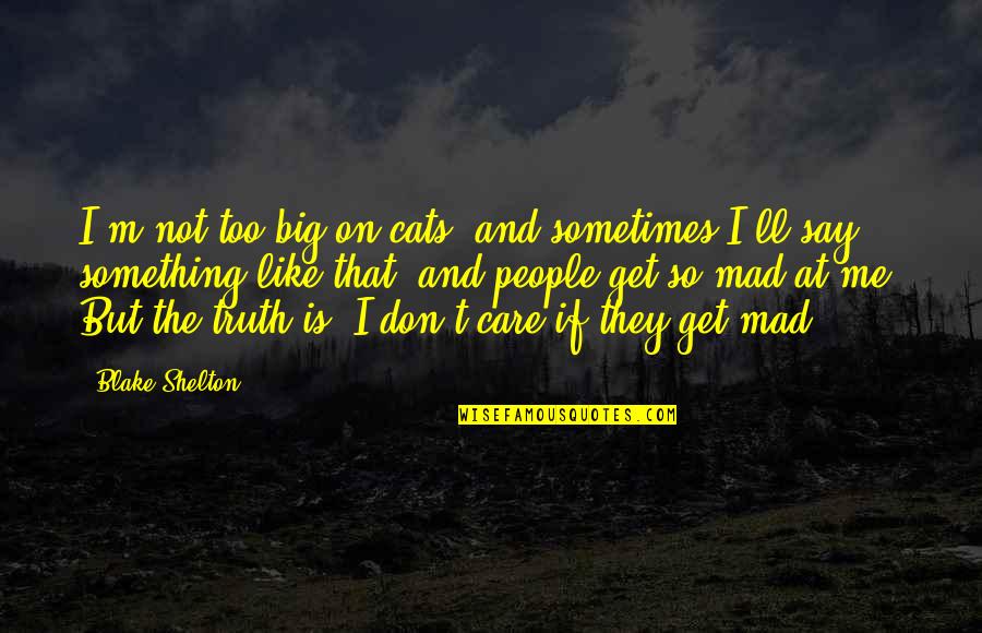 They Say They Care Quotes By Blake Shelton: I'm not too big on cats, and sometimes
