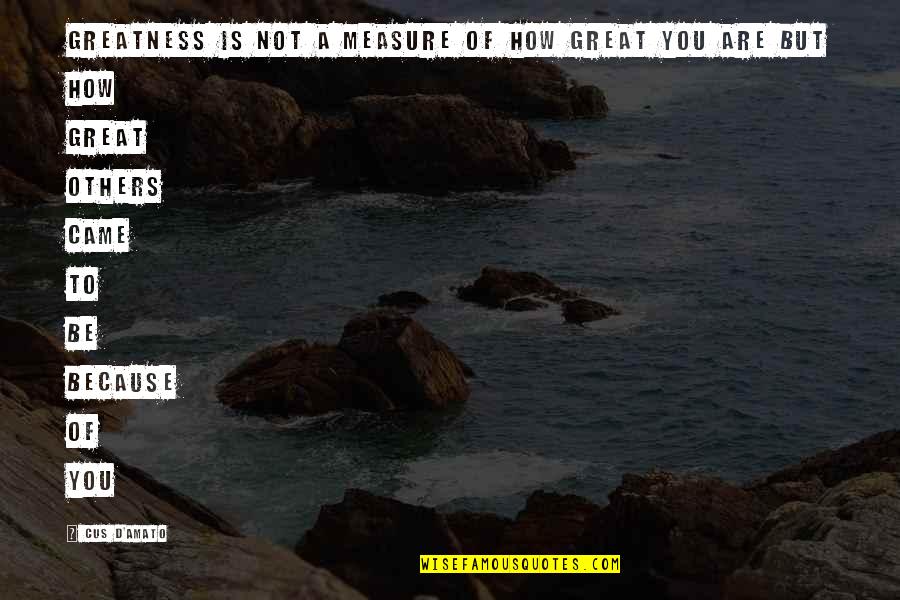 They Say Time Heals All Quotes By Cus D'Amato: Greatness is not a measure of how great