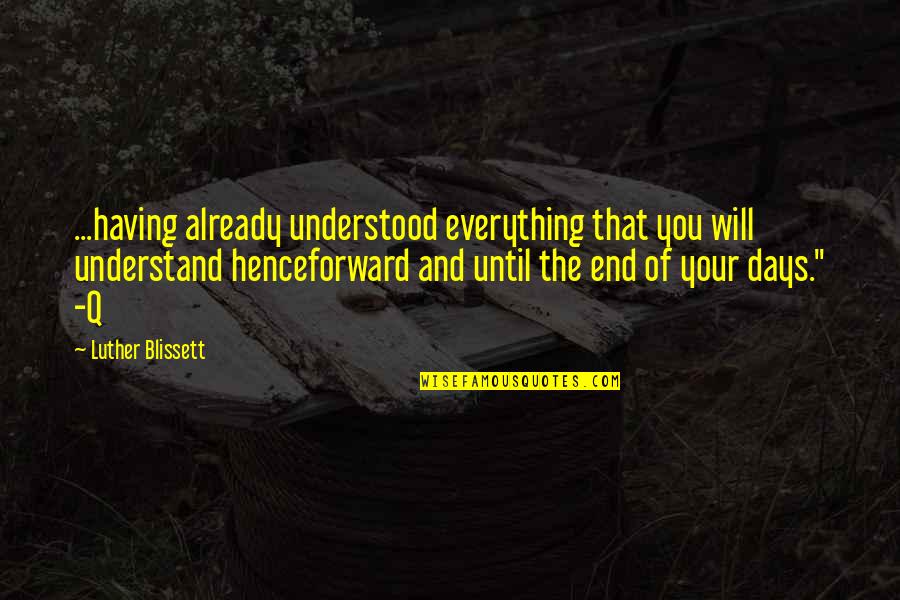 They Will Not Understand You Quotes By Luther Blissett: ...having already understood everything that you will understand