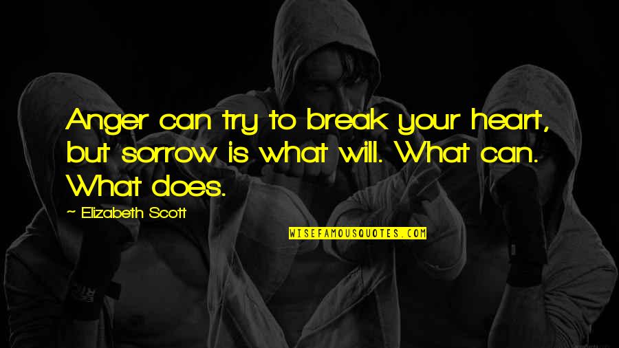 They Will Try To Break You Quotes By Elizabeth Scott: Anger can try to break your heart, but