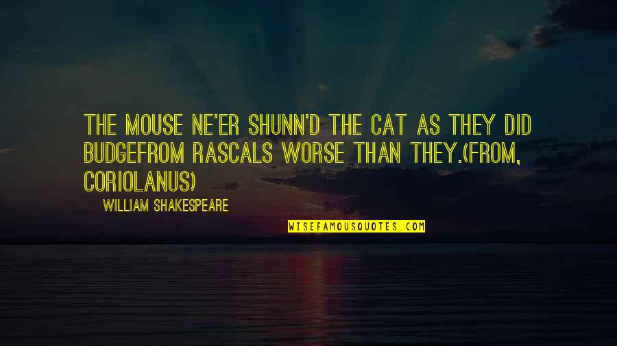 They'er Quotes By William Shakespeare: The mouse ne'er shunn'd the cat as they They'er Quotes By William Shakespeare: The mouse ne'er shunn'd the cat as they