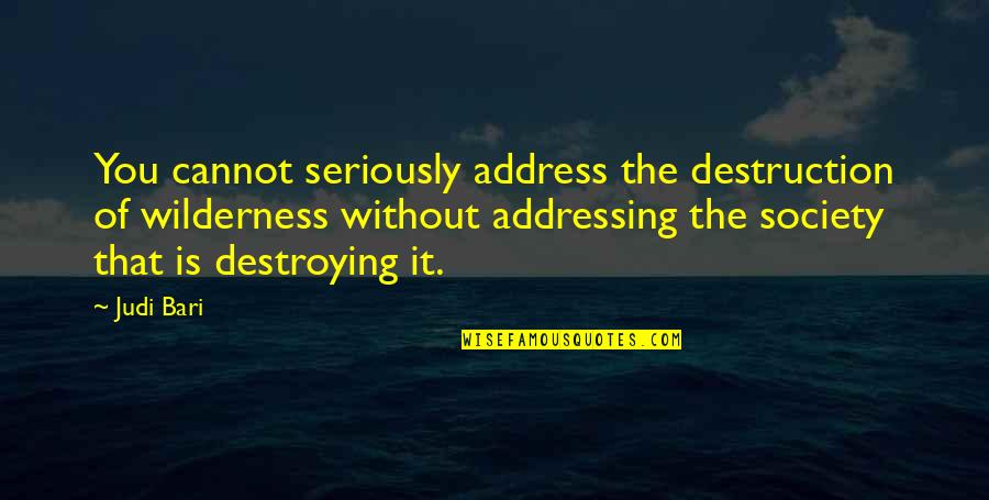 Thiaw Ketchup Quotes By Judi Bari: You cannot seriously address the destruction of wilderness Thiaw Ketchup Quotes By Judi Bari: You cannot seriously address the destruction of wilderness
