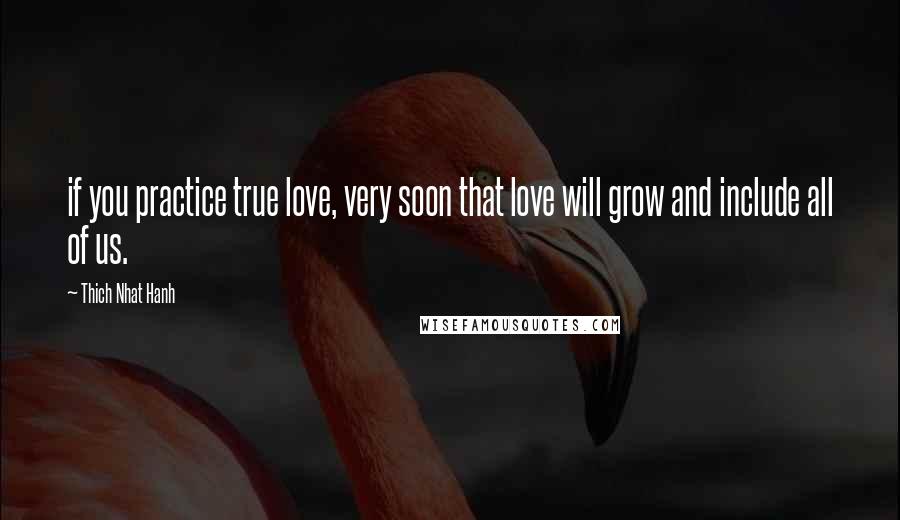 Thich Nhat Hanh quotes: if you practice true love, very soon that love will grow and include all of us.