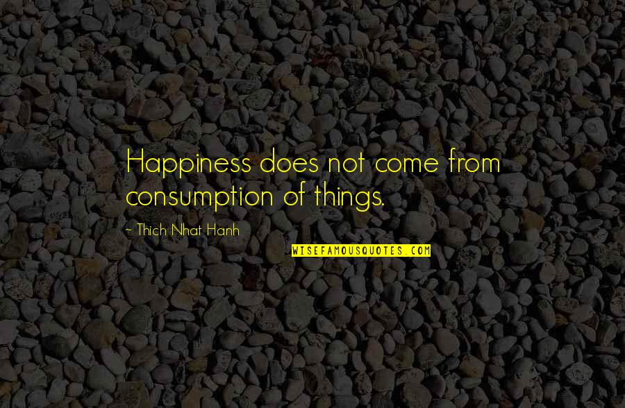 Thich Nhat Hanh Quotes By Thich Nhat Hanh: Happiness does not come from consumption of things.