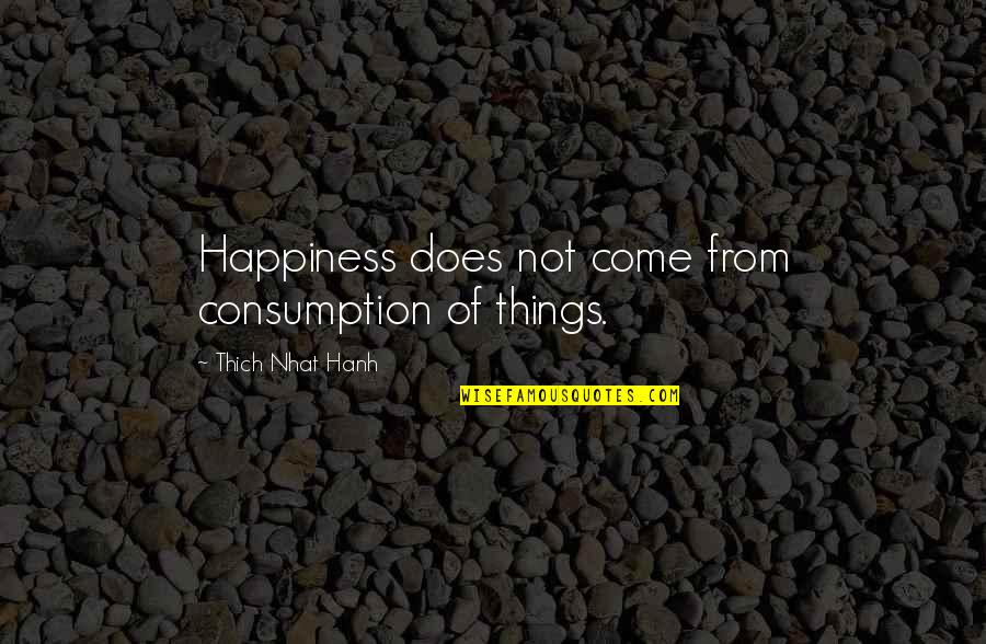 Thich Nhat Quotes By Thich Nhat Hanh: Happiness does not come from consumption of things.