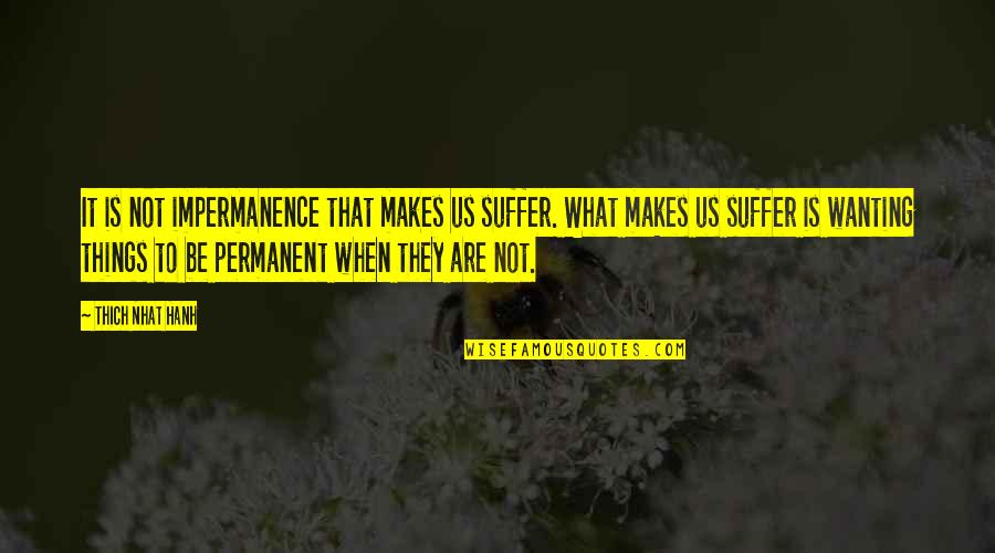 Thich Quotes By Thich Nhat Hanh: It is not impermanence that makes us suffer.
