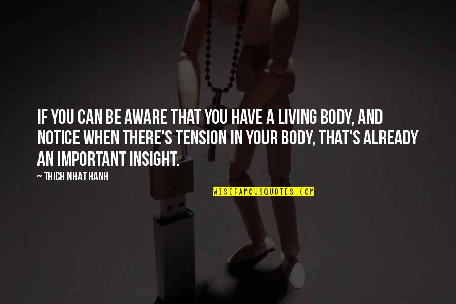 Thich Quotes By Thich Nhat Hanh: If you can be aware that you have