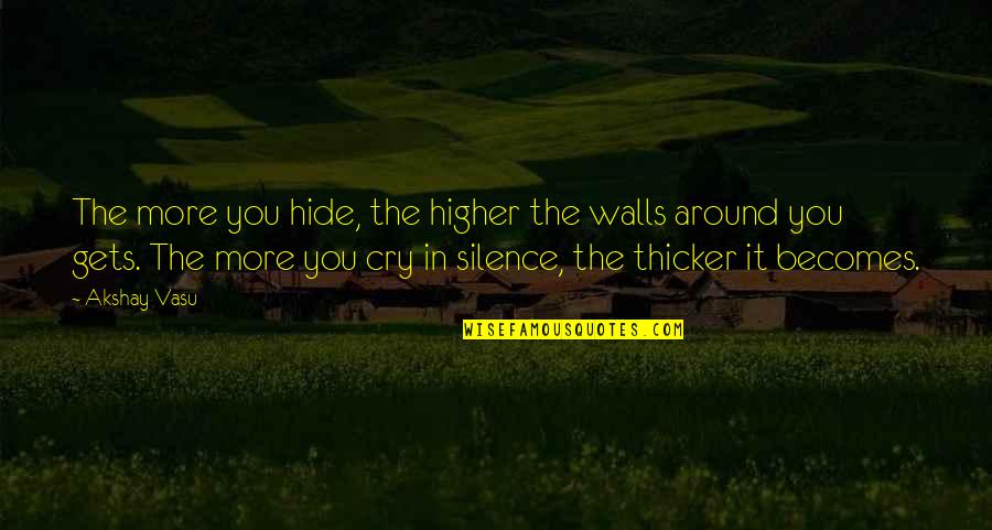 Thick Hide Quotes By Akshay Vasu: The more you hide, the higher the walls Thick Hide Quotes By Akshay Vasu: The more you hide, the higher the walls