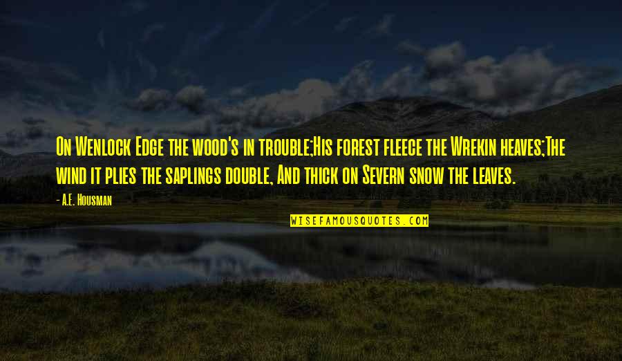 Thick Quotes By A.E. Housman: On Wenlock Edge the wood's in trouble;His forest