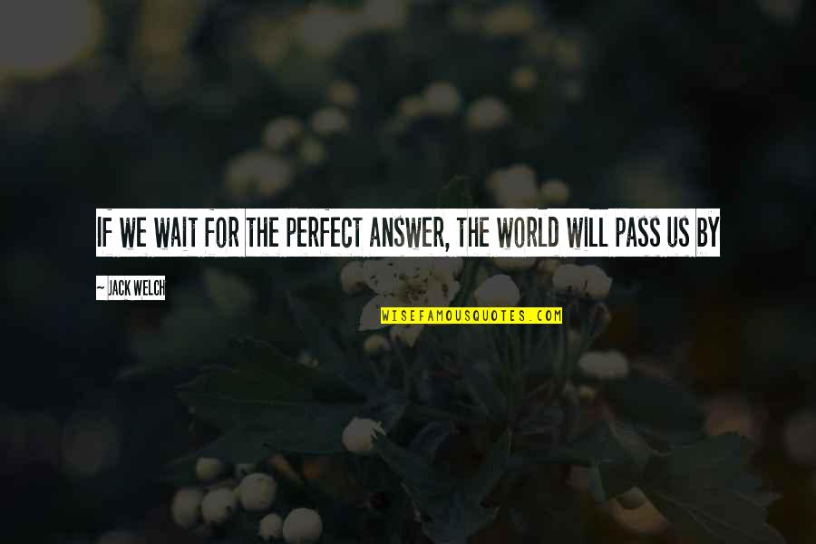 Thielemann Insurance Quotes By Jack Welch: If we wait for the perfect answer, the