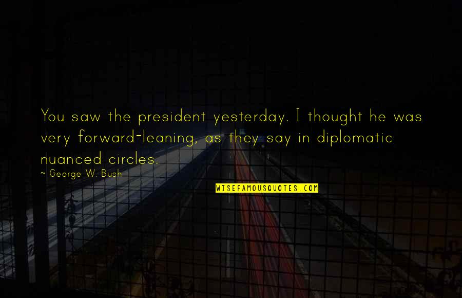 Thiessen Farm Quotes By George W. Bush: You saw the president yesterday. I thought he Thiessen Farm Quotes By George W. Bush: You saw the president yesterday. I thought he