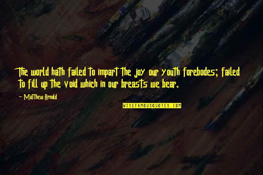 Thilakan Quotes By Matthew Arnold: The world hath failed to impart the joy Thilakan Quotes By Matthew Arnold: The world hath failed to impart the joy